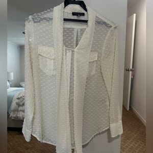 Banana Republic Cream Textured Blouse with Bow Details - Size XS